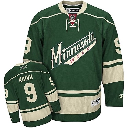 Youth Reebok Minnesota Wild 9 Mikko Koivu Authentic Green Third NHL Jersey